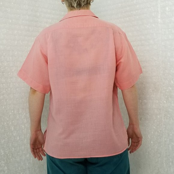 Vintage 1980s Album by Kenzo salmon pink button-up - Picture 4 of 13